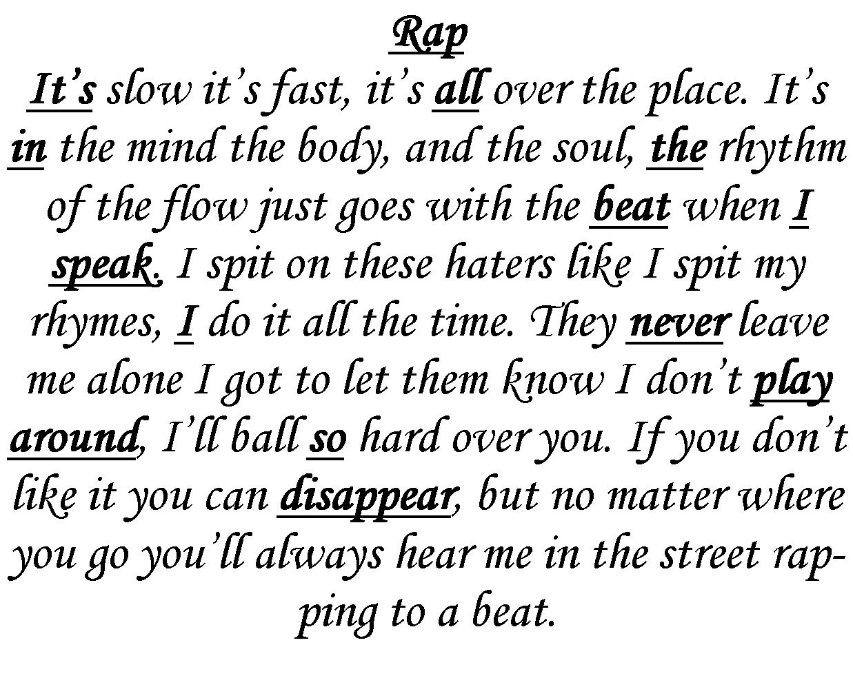 Lyrics freestyle rap Rap Lyrics: