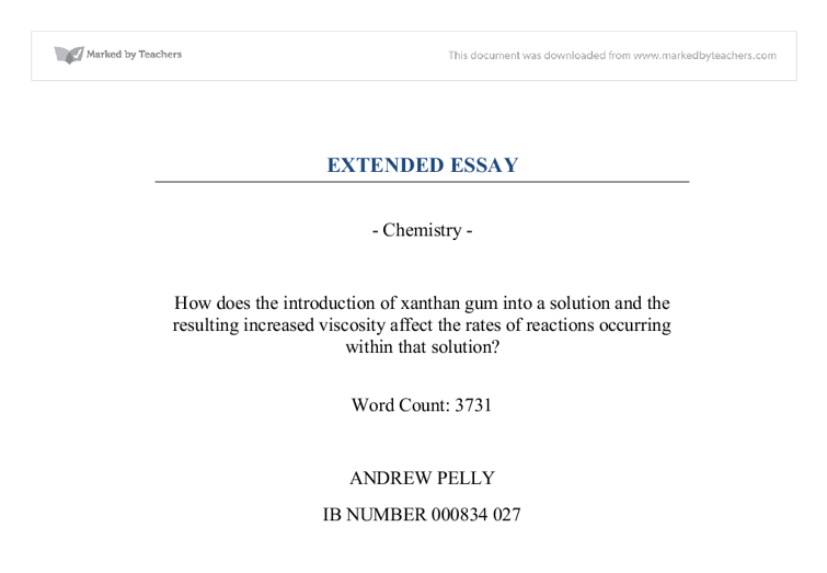 chemistry extended essay examples