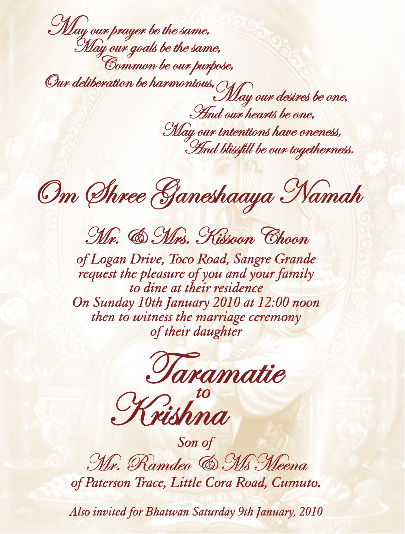 Indian Wedding Invitation Quotes QuotesGram