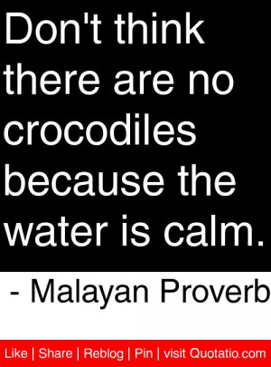 ... crocodiles because the water is calm. - Malayan Proverb #quotes #