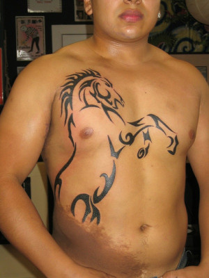 Tattoos.so » Tribal Rearing Horse Tattoo on Body