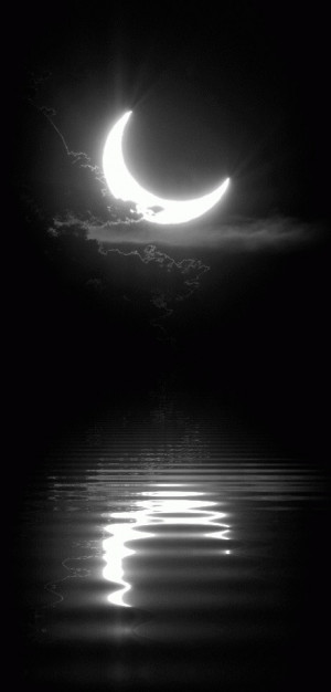 and White sky moon night edit water dark peaceful nature reflection ...