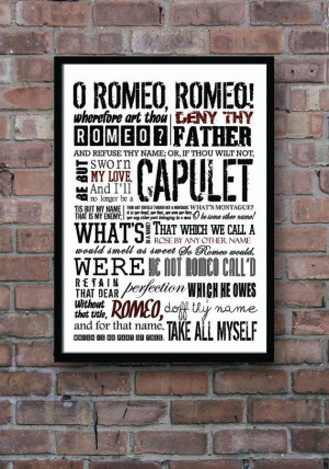 ROMEO and JULIET Poster, Shakespeare quote, Literature print ...