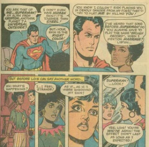 Whoops, Superman is saved by the bell! I mean, melting epidermis ...