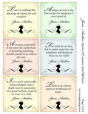 Jane Austen quotes 3.5 inch squares digital collage sheet for coasters ...