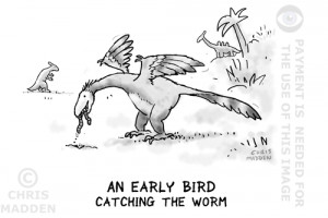 ... early bird catches the worm the joke is that the early bird is