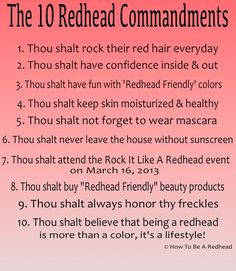 The 10 Redhead Commandments...lol More