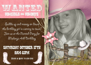 Cowgirl Birthday Invitation Sayings