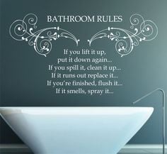 bathroom quotes and sayings | Buy Bathroom Rules Quote Wall Art ...