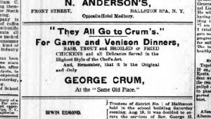 George Crum Facts Ad for crum's place saratogian august 30, 1899