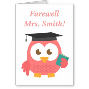 Farewell to Teacher, Cute Teacher Owl Card