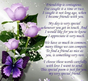 Friendship poem from my very special friend! Thk you.