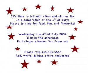 Poems 4th July Party Invitations