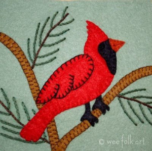 free pattern from Wee Folk Art - Cardinal Applique Block