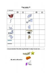 Body Self Assessment A Nice Worksheet For The Littles