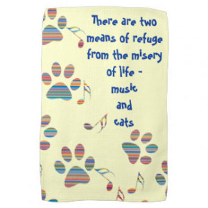 music_and_cats_quote_tea_towel_kitchen_towel ...