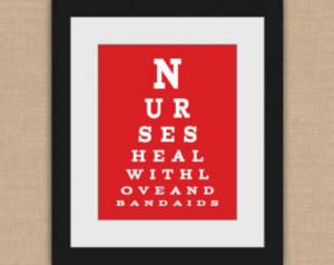 Nurse Eye Chart PRINTABLE. Nurses Heal With Love and Bandaids. Nurse ...