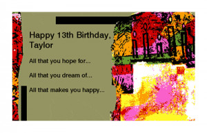 happy 13th birthday cover verse happy 13th birthday taylor all that ...