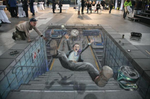 Amazing 3D Street Chalk Art- Falling