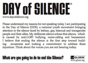 IU National Day of Silence!