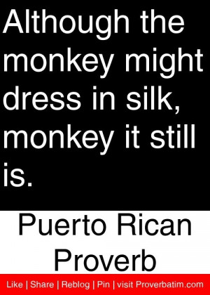 ... in silk, monkey it still is. - Puerto Rican Proverb #proverbs #quotes