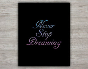 Never Stop Dreaming, Dream Wall Decor, Inspirational Quote, Dream Wall ...