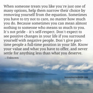 Lessons Learned in Life | What you deserve.