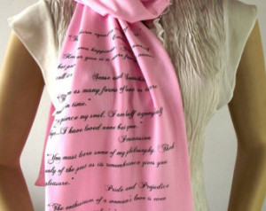 JANE AUSTEN Book Quotes Scarf Pride and Prejudice and more Quotes Raw ...