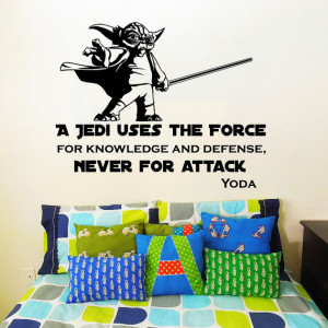 Star Wars Wall Decal Quote Yoda Quotes a Jedi Uses the Force ... Never ...