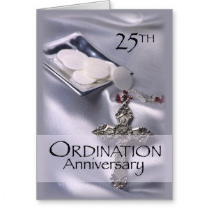 25th Ordination Anniversary Cross Host, Priest Stationery Note Card