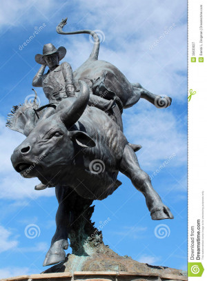 This Statue of Lane Frost, champion bull rider, greets visitors to ...