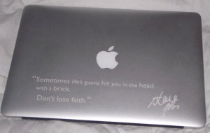 brought her prized laptop into the studio and had the engraving ...