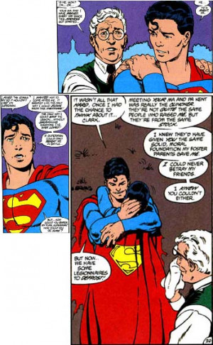 Superman mentions the solid moral foundation his parent gave him