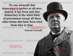 Winston Churchill Democracy Quote Poster