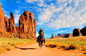 Cartoon Cowboy Horse Riding The Desert