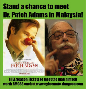 hunter patch adams es un hombre alto de ojos claros bigote divertido ...