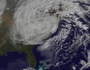 Satellite image of Superstorm Sandy taken at 10 am EDT Tuesday. Image ...