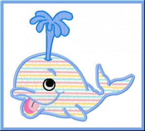 Cute Whale Digitized Embroidery Machine Applique Design
