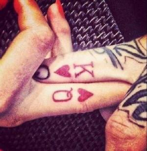 king and queen finger tattoos love