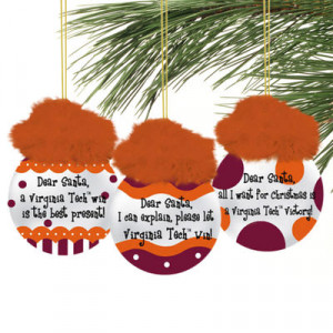 Virginia Tech Hokies 3-Pack Team Sayings Ornaments