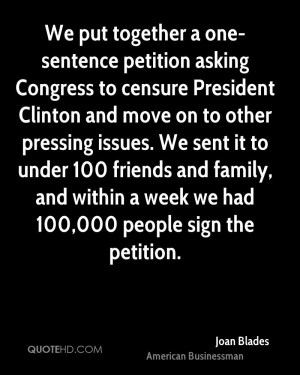 We put together a one-sentence petition asking Congress to censure ...