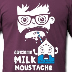 humour i love awesome milk cool moustache geek bro Tee shirts