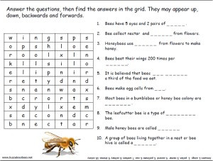 Bee Themed Educational Activity Sheets For Kids