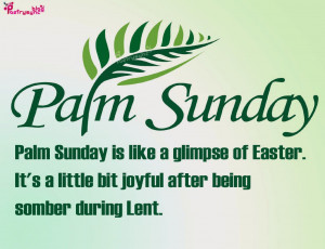 Palm Sunday is like a glimpse of Easter. It's a little bit joyful ...