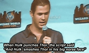 Avengers - Hulk smashes Thor in his big Norse face