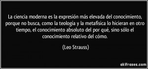 por qu sino s lo el conocimiento relativo del c mo Leo Strauss