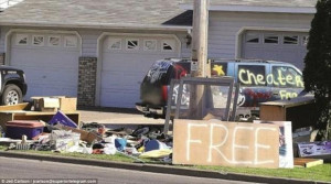 funny pictures, cheating ex husband garage sale, everything is free