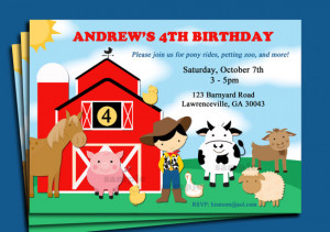 Barnyard Animal Farm Birthday Invitation Printable or Printed with ...