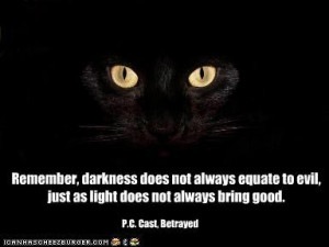 ... Does Not Always Bring Good ” - P.C. Cast, Betrayed ~ Cat Quotes