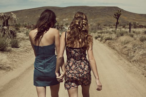 friendship, girls, road, walking